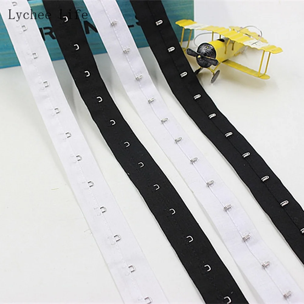 Lychee Life 1Yard Single Row Cotton Back Buckle For DIY Sewing Crafts Bra Extenders Hook Eye Tape Clothing Home Decoration