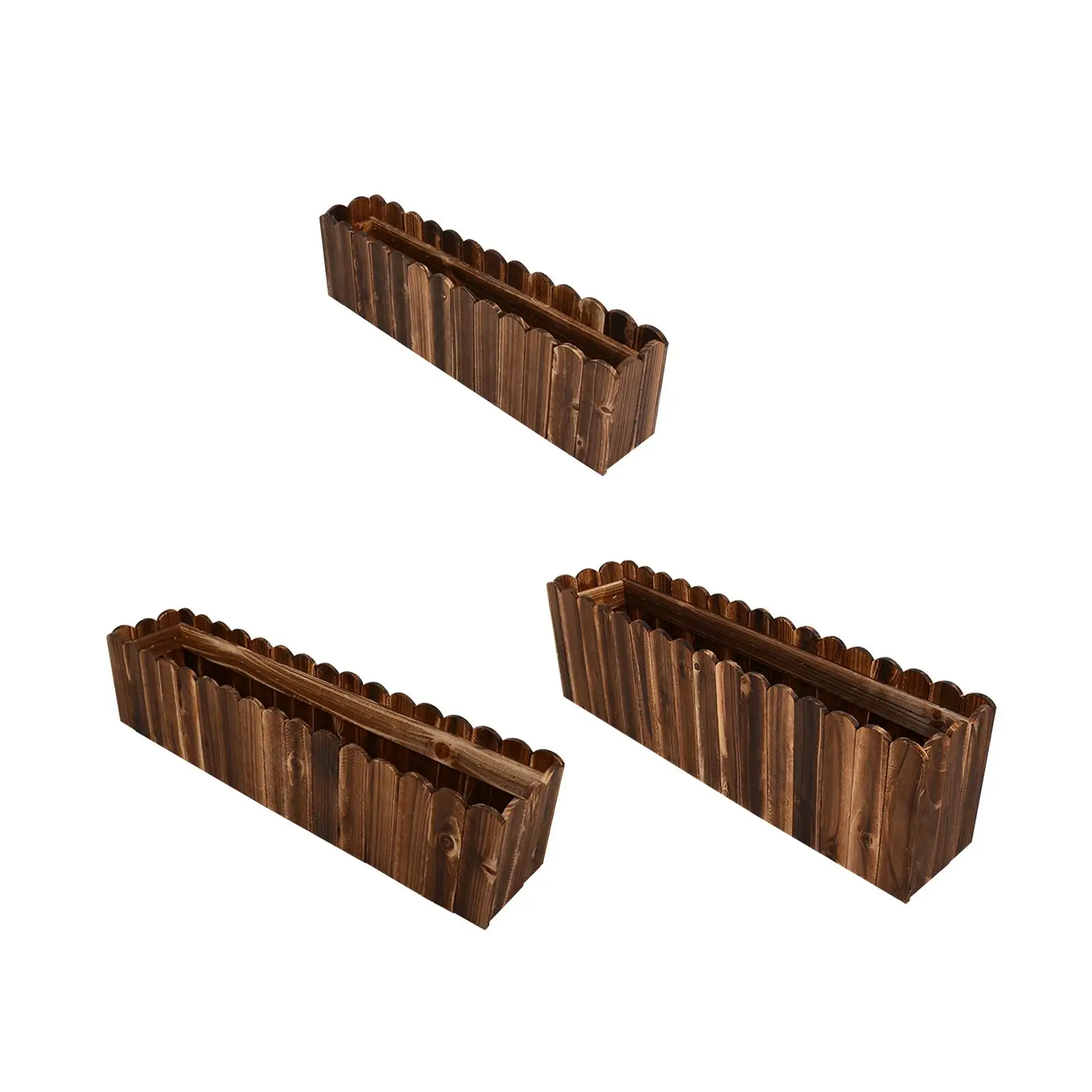 Wooden Flower Pot Rectangular Balcony Planter for Garden Desktop