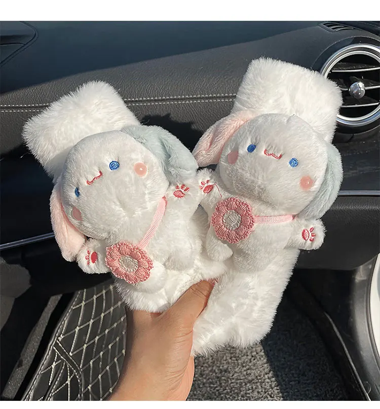 

Car Seat Belt Shoulder Protector Winter Plush Cartoon Cute Couple Car Safety Belt Interior Cover for Women