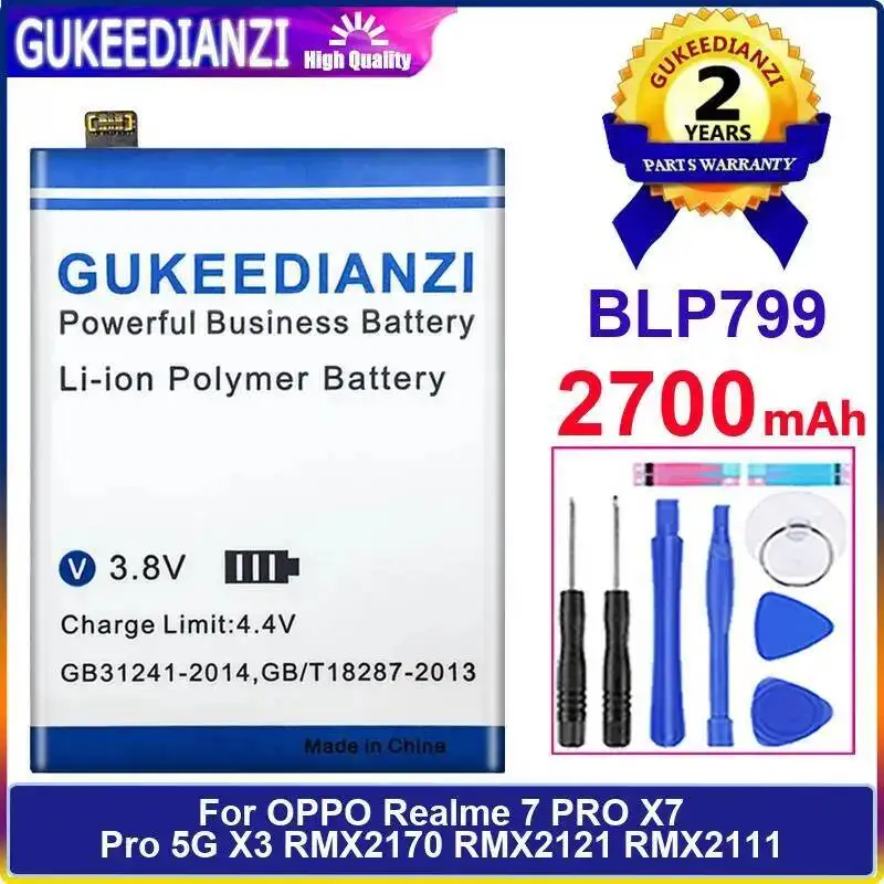 

Аккумулятор мобильного телефона для Oppo Realme 7 Pro X7 5G X3 RMX2170 RMX2121 RMX2111 BLP799, замена премиум-класса 2700 мАч