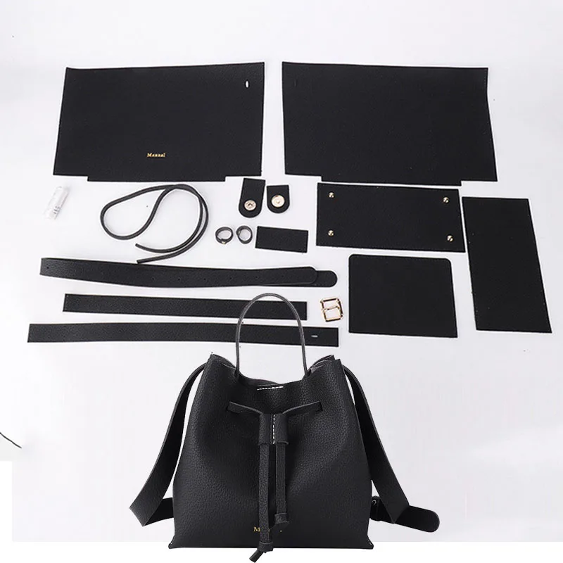 1 Set DIY Shoulder Bag Making Kit PU Leather Bucket Bag Accessories Hand Woven Crafts Projects for Beginners Handbag Customize