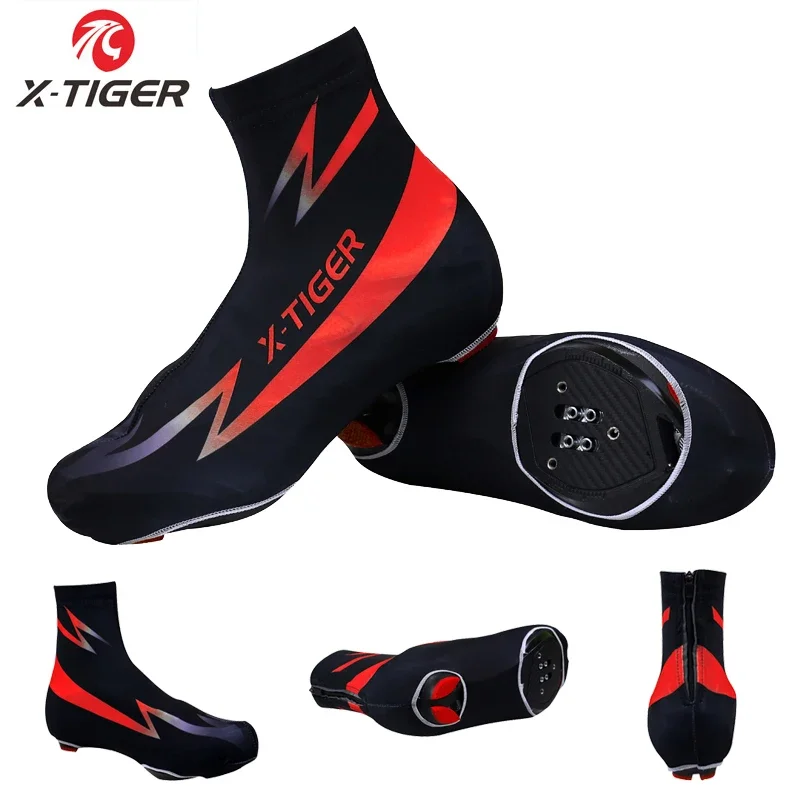 X-TIGER Cycling Shoe Cover MTB Road Racing Quick Dry Lycra Overshoes Cycling Man Woman Dustproof Zippered Bicycle Overshoes