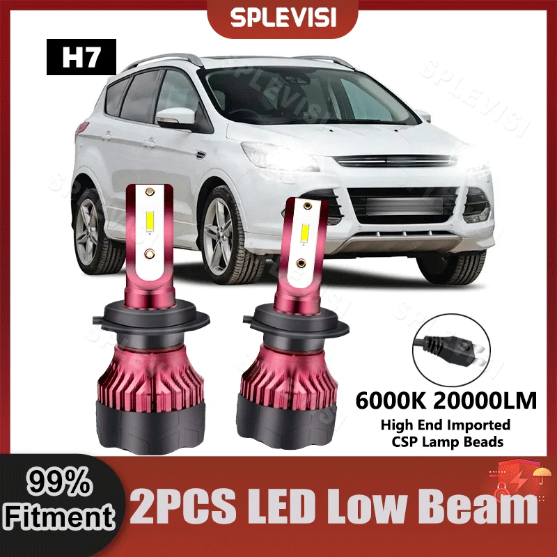 Plug And Play LED Headlight Low Beam Bulbs Kit 20000LM 200W 9V-36V For Ford KUGA III/MK3 2019 2020 2021 2022 Replace Car Lights