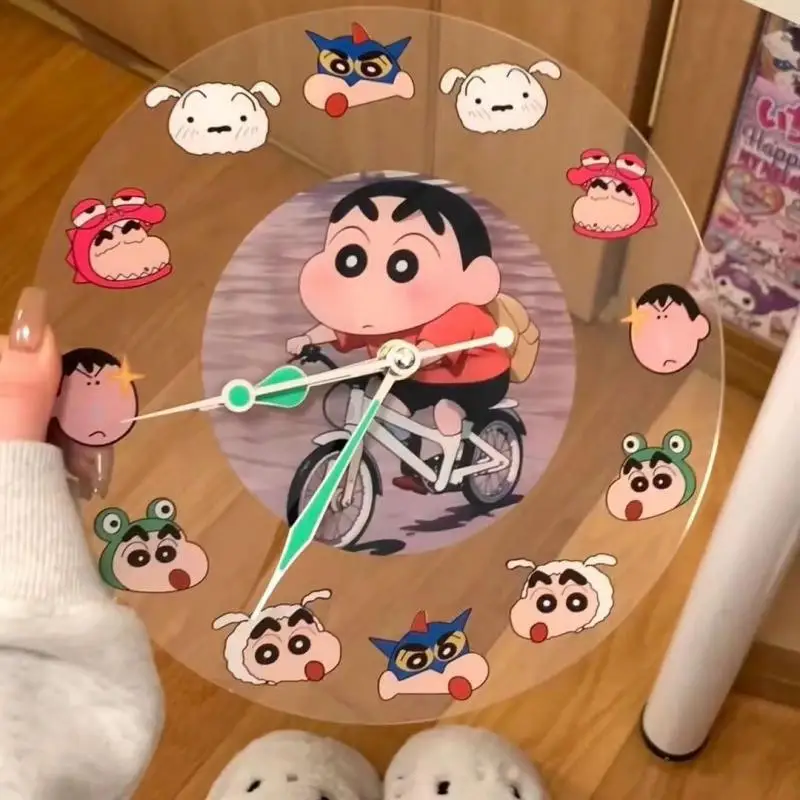 Crayon Shin-Chan Acrylic Clock Ornament Simplicity Desktop Decoration Creative Minimalist Desktop Pendant Wall Hanging Ins Gifts