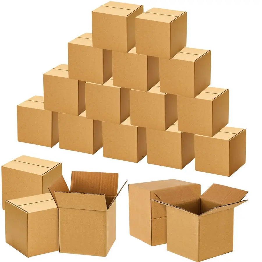 

100 Pack 4x4x4 Inch Shipping Boxes, Cardboard Mailing Box, Kraft Corrugated Small Shipping Boxes for Gifts Small Business Packag