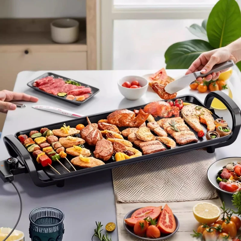 

Household Smokeless Electric Griddle Multifunctional Non-Stick BBQ Grill Frying Pan Increase the baking tray meat grill
