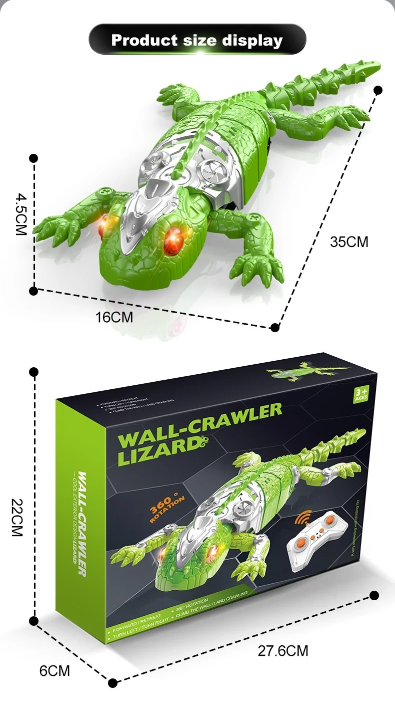 Wall climbing lizard dimensions and packaging
