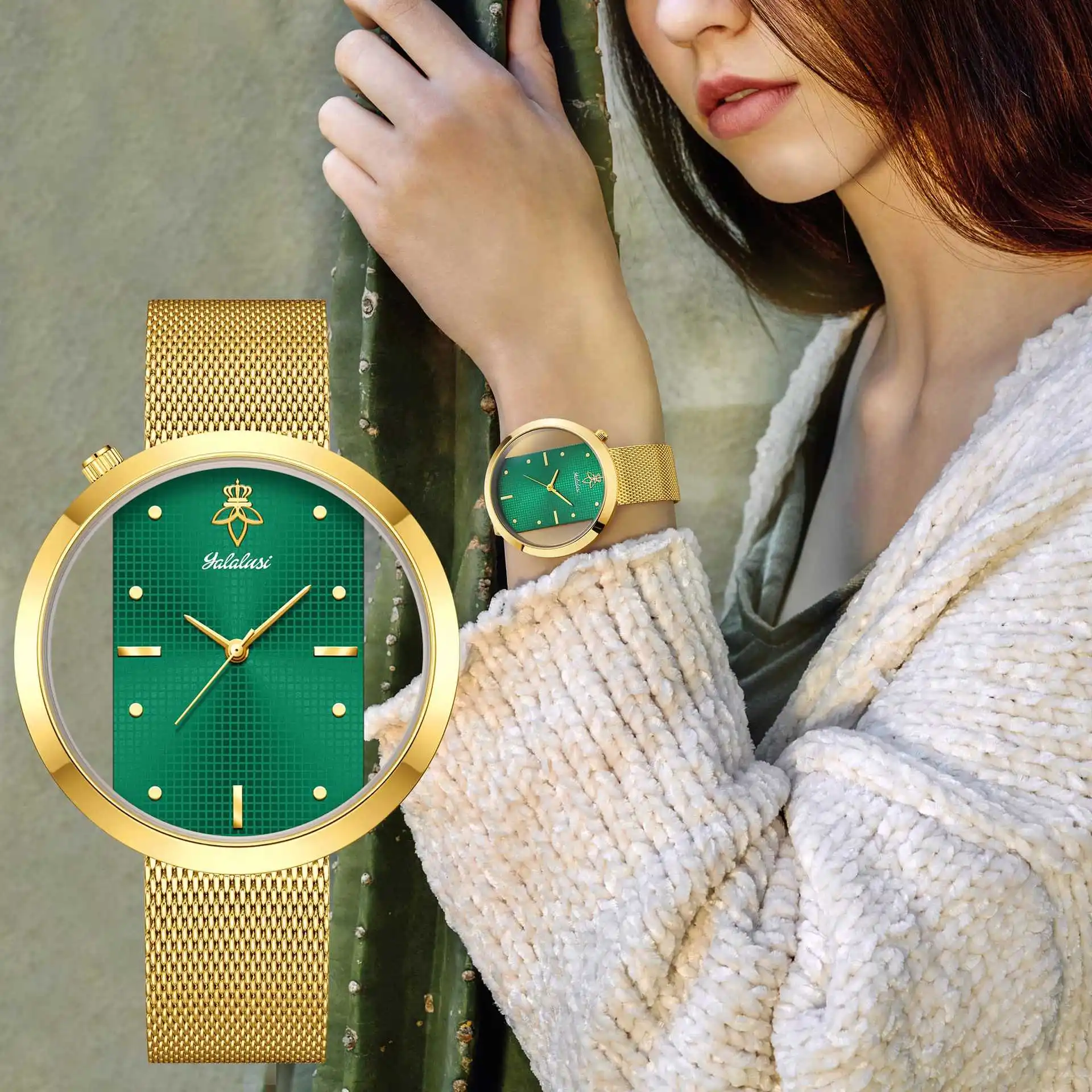 Fashion Korean-style trendy personalized open-work women's bracelet-style expression watch quartz women's watch