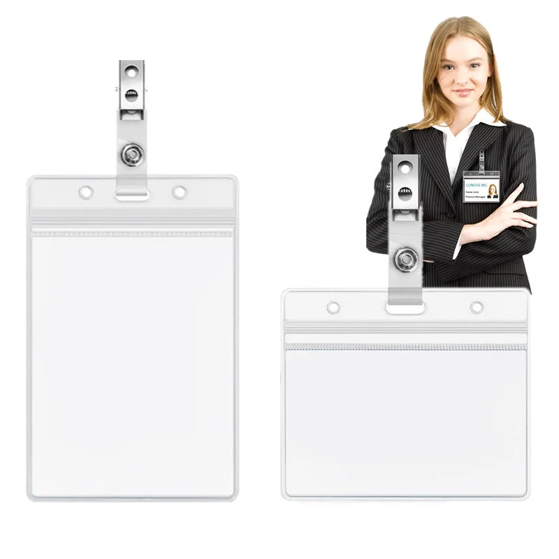 1pc Soft Certificate Card Sleeve Cover Horizontal Vertical Pass Access Bus Chest Pocket Staff Work Card Holder Badge Case