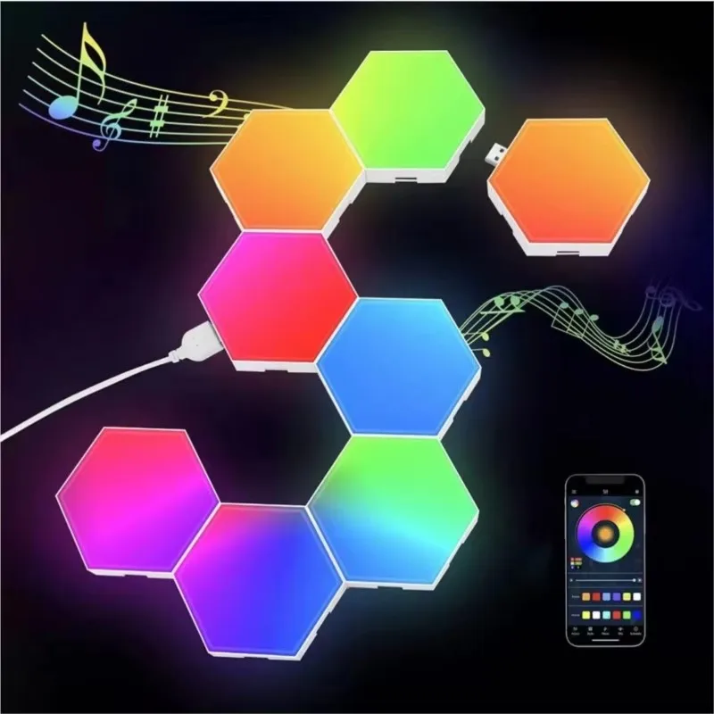 Touch Sensitive Night LED Wall Lighting Honeycomb Geometric Module DIY Assembly Night Light RGB Hexagonal Light Tactile Light