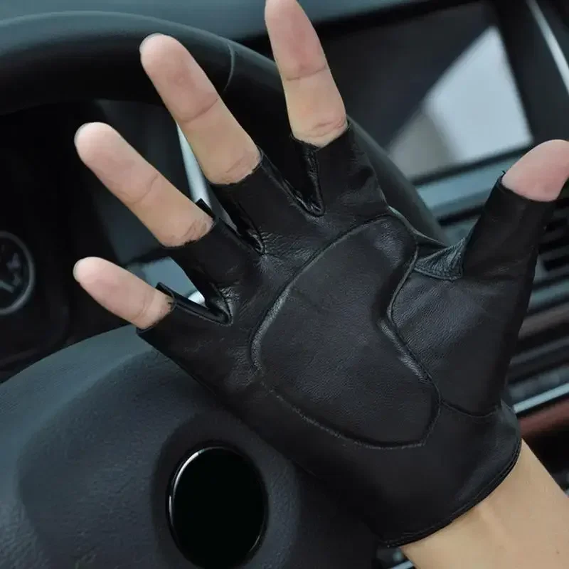 Automotive Leather Fingerless Riding Gloves Automobile Fingerless Steering Wheel Riding Gloves Car Fingerless Riding Gloves