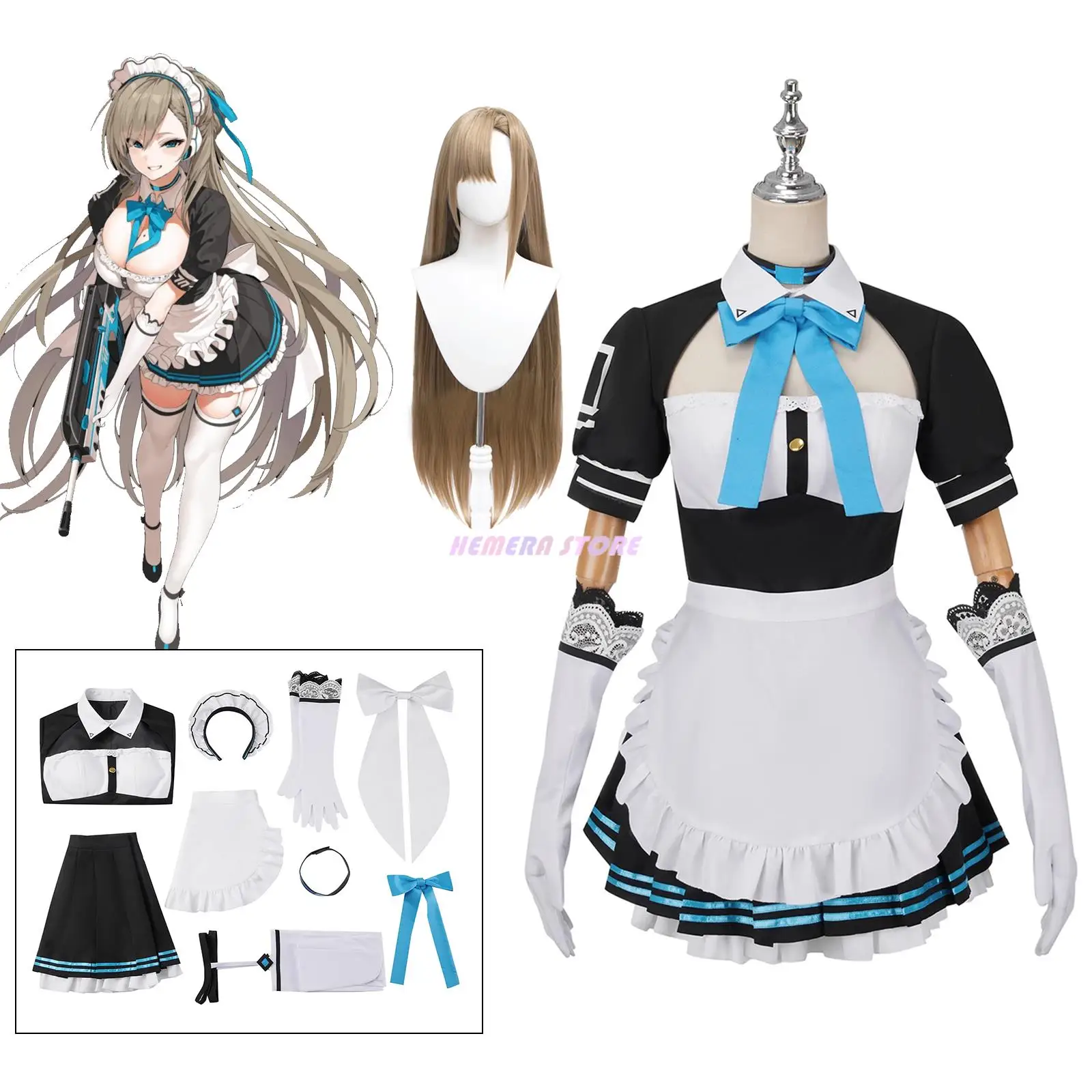 

Games Blue Archive Cosplay Costume Itinose Asena Female Anime Uniforms Wigs Maid Costumes Comic Con Performance Wear