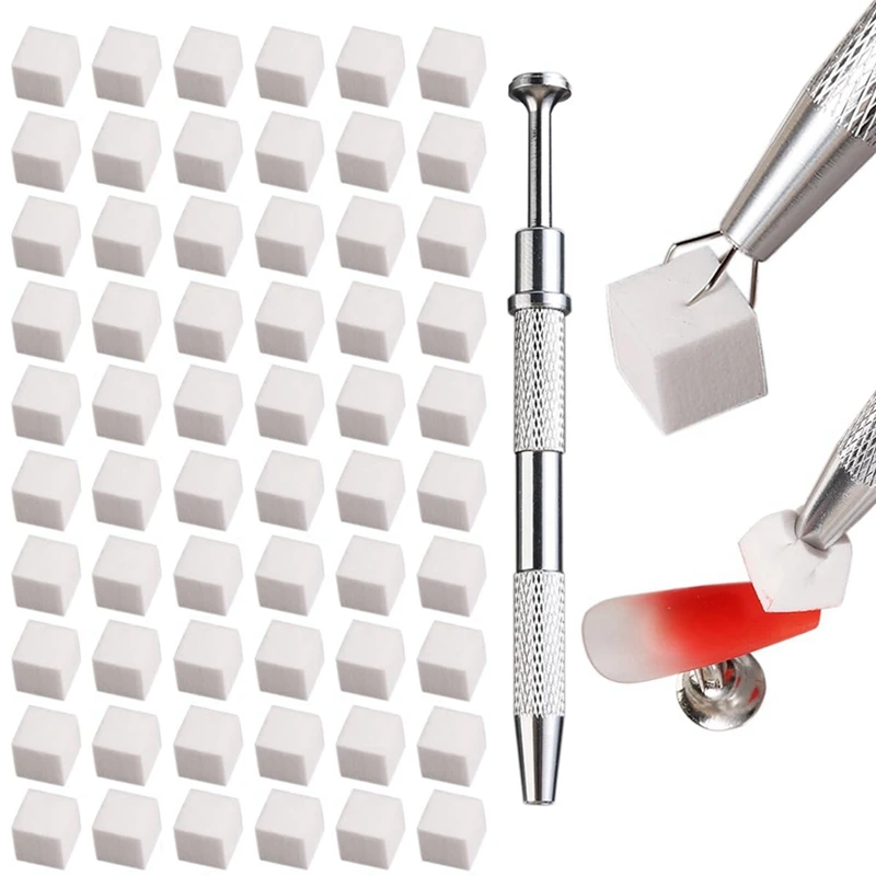 100 PCS Nail Art Stamper Tools Color Fade Manicure White & Silver DIY Nail Sponge Gripper Tools