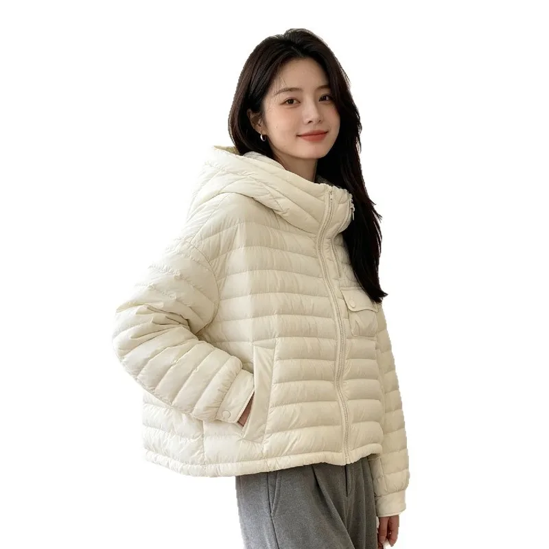 Winter Short Down Puffer Jackets for Women Lightweight Loose Korean Style Plus Size White Duck Down Coat JK-295 Пальто Женское