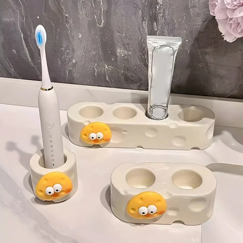 Cheese-shaped Ceramic Toothbrush Holder Handmade Anti-slip Electric Toothbrush Placement Rack Quick Drying Porous