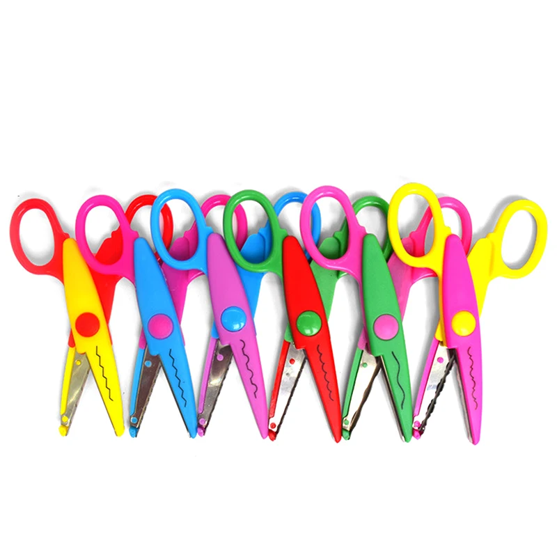 6pcs/Set Scissors Wavy Pattern Paper Cutter DIY Handmade Tools Paper Craft Kawaii Card Photo Scissors Kids Gifts Office Supplies