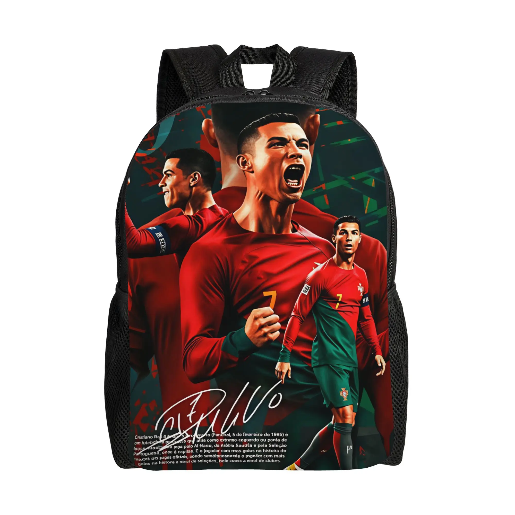 Dynamic Soccer Player Backpack Women R-Ronaldos 2026 Big Backpacks Polyester Pretty High School Bags Camping Colorful Rucksack