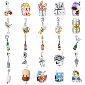 925 Sterling Silber Bier Flasche Charme an Damen, aktueller Pfeffer, Popcorn, passt originales Pandora -Armband, DIY -Schmuck, neu 10 Hauptverkauf Pingon Popcorn - №3