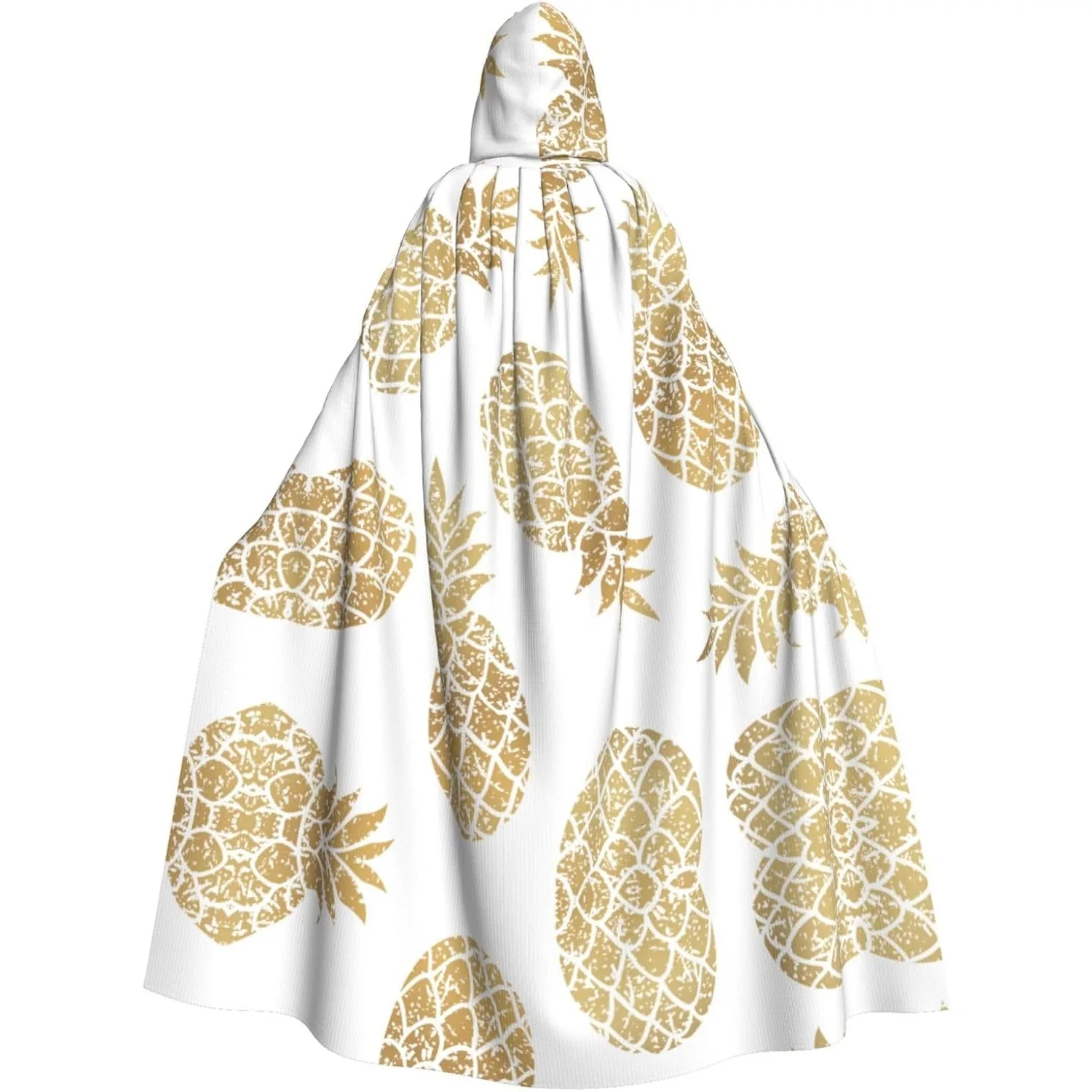 

Золотой ананас с принтом на фоне для взрослых, накидка с капюшоном, карнавальная фестивальная накидка, халат для косплея, костюм для вечеринки, готический карнавал