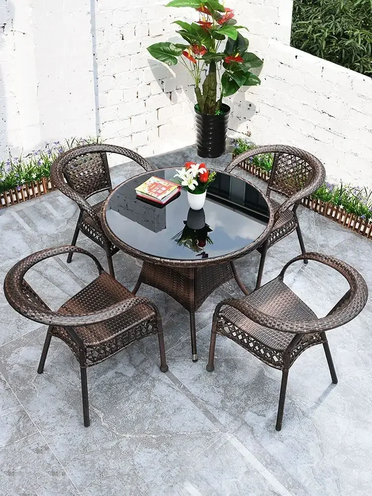 Rattan chair set of three balcony leisure tables and chairs outdoor coffee table small outdoor