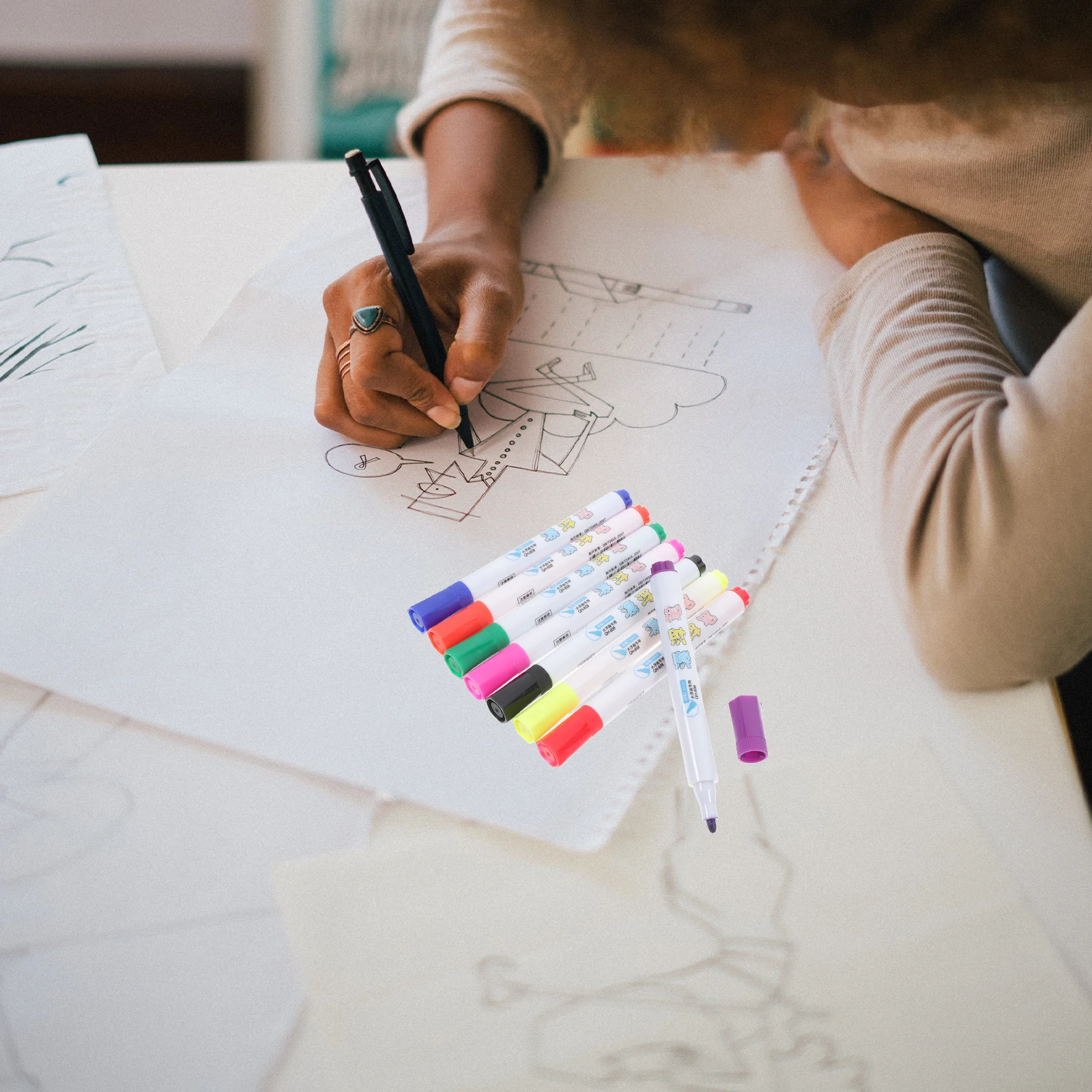 

8 шт. плавающие ручки для рисования водой, красочные стираемые маркеры для рисования, гладкие детские ручки для рисования, обучение терпечению и навыкам