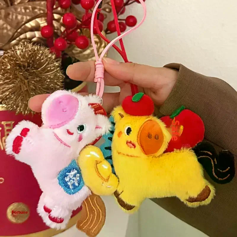 Cute Cartoon Horse Year Doll Pendant Plush Keychain Kawaii New Year Stuffed Doll Charm Backpack Handbag Pendant Accessories Gift