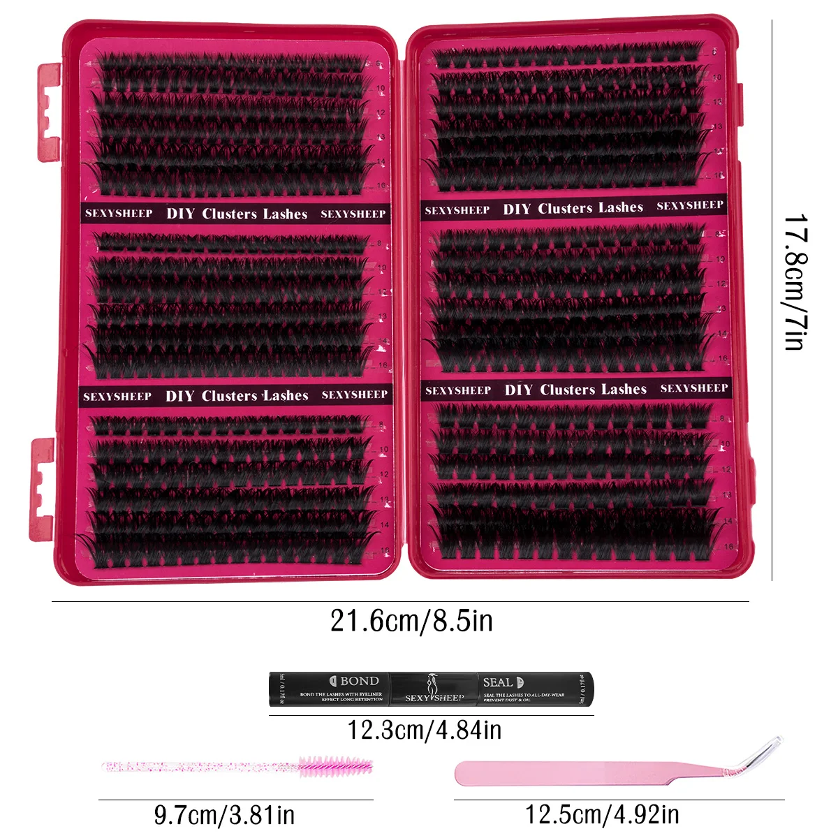 DIY Lash Clusters Kit Individual Lashes Dramatic Mink Eyelashes Mix Styles with Lash Bond&Seal Tweezer Halloween Christmas Gift