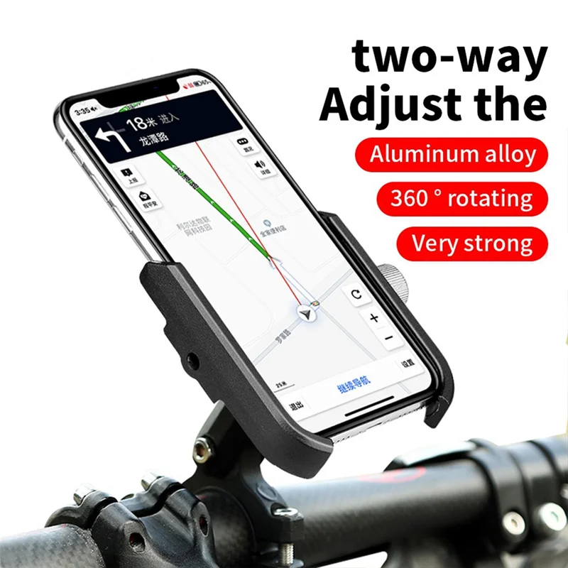 Suporte de celular para bicicleta, suporte giratório 360 de liga de alumínio para celular, motocicleta, carro elétrico, equipamento de equitação