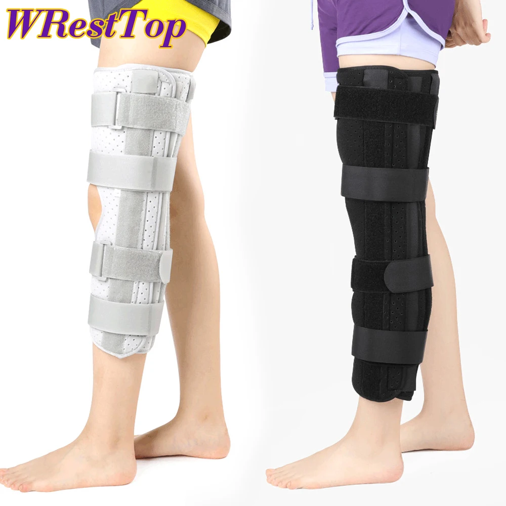 1Pcs 3-Panel Knee Immobilizer Full Leg Support Brace Aluminum Alloy Straight Knee Splint for Knee Fracture ACL MCL Meniscus Tear