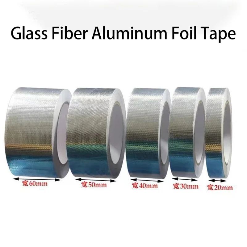 

20M Glass Fiber Cloth Aluminum tape Waterproof fire resistant tape high temperature resistance,No Residue EMI Shielding