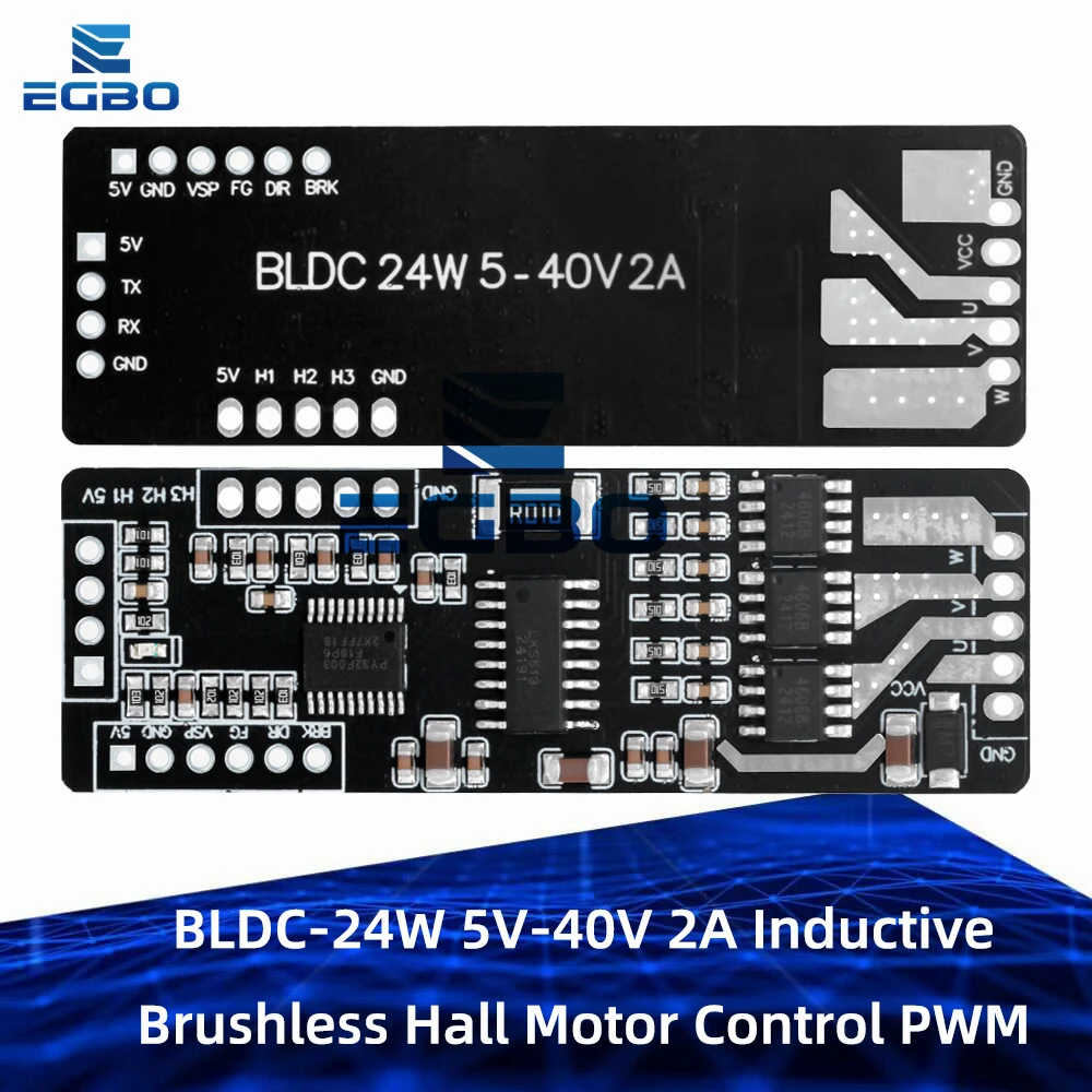 24W BLDC Motor Driver Module 5V-40V 2A Three-Phase PWM with Hall Sensor and Inductive Control
