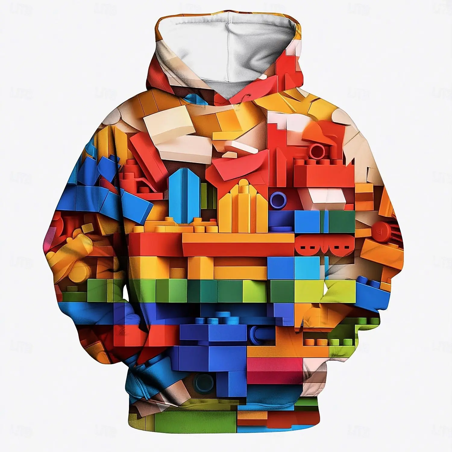 Grades quadradas arte hoodies para homem roupas blocos de construção parede engraçado impressão pulôver casual crianças moletom primavera novo em jaqu