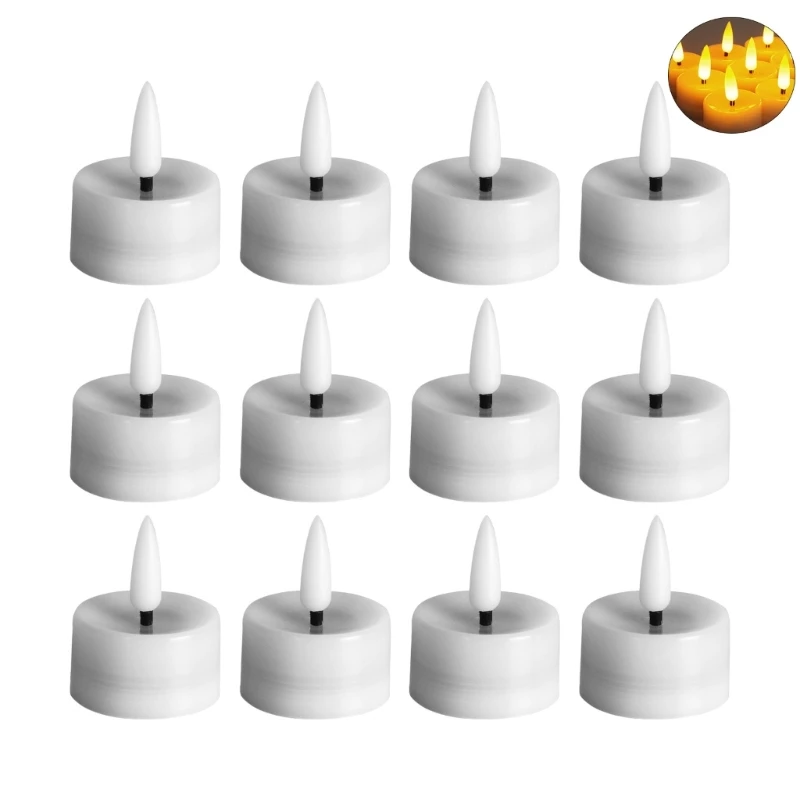 12pcs Battery Operated Tea Lights Mini Flameless LED Tealight Candle for Wedding Party Holidays Home Decoration Outdoor
