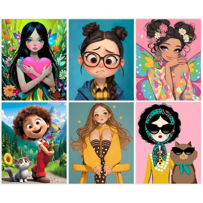 GATYZTORY Coloring By Number Portrait Kits DIY Drawing On Canvas HandPainted Acrylic Paint By Numbers Home Decoration Unique Gif