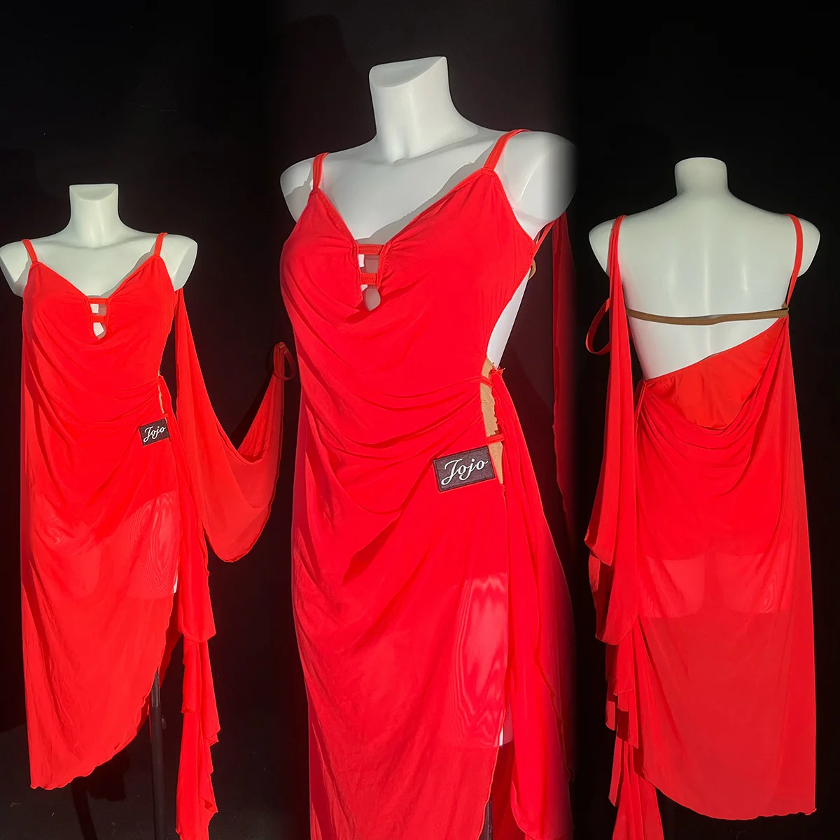 الرقص اللاتيني AB حجر الإناث الكبار الأطفال الراقية مخصصة شبكة الخامس الرقبة مائل عارية الذراعين الأسود بركة السامبا الأداء اللباس #1