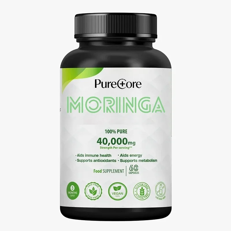 Organic Moringa 40000 Milligrams, 60 Vegan Capsules, Antioxidants, Immune and Cell Support, Superfood Supplement