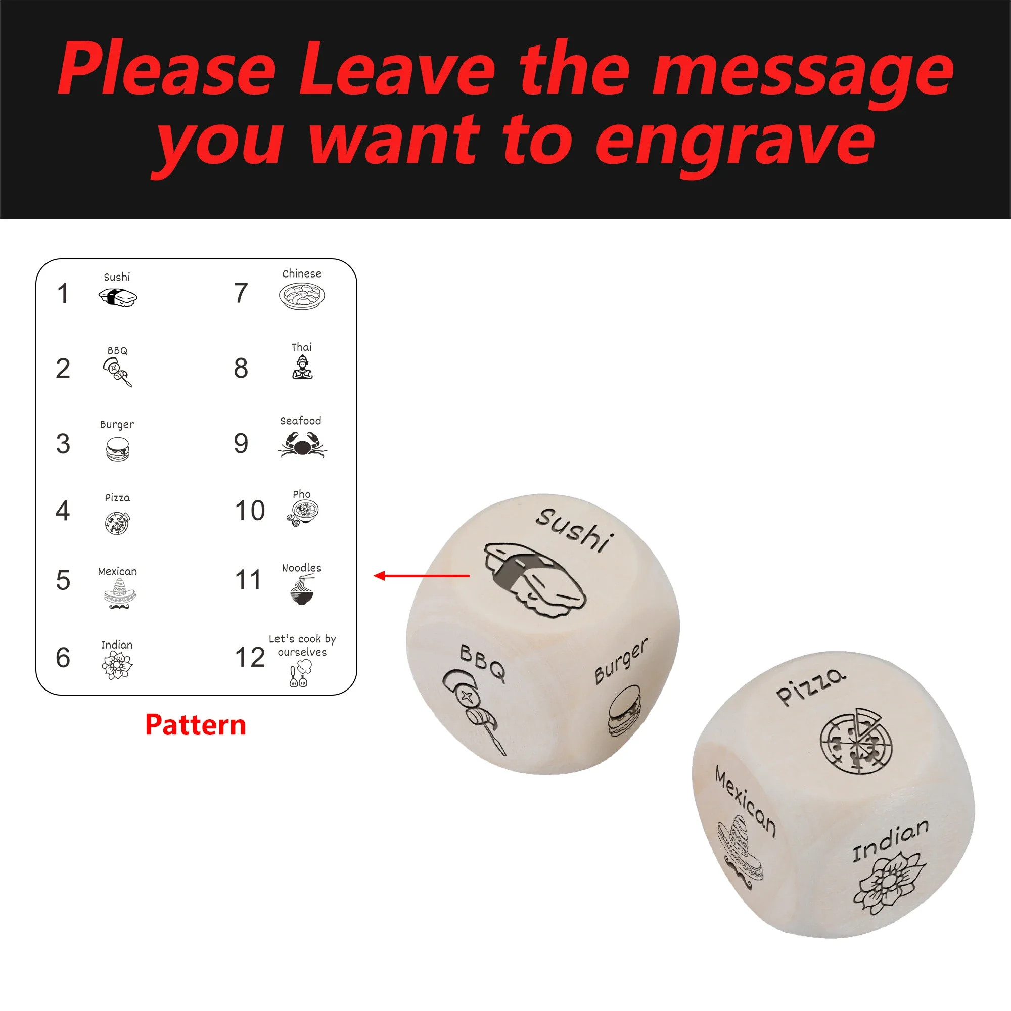 1 Pair Personalized Dice Used To Decide What To Do Custom Engraved Dice Fun and Game Date Night Decision Game with Friends