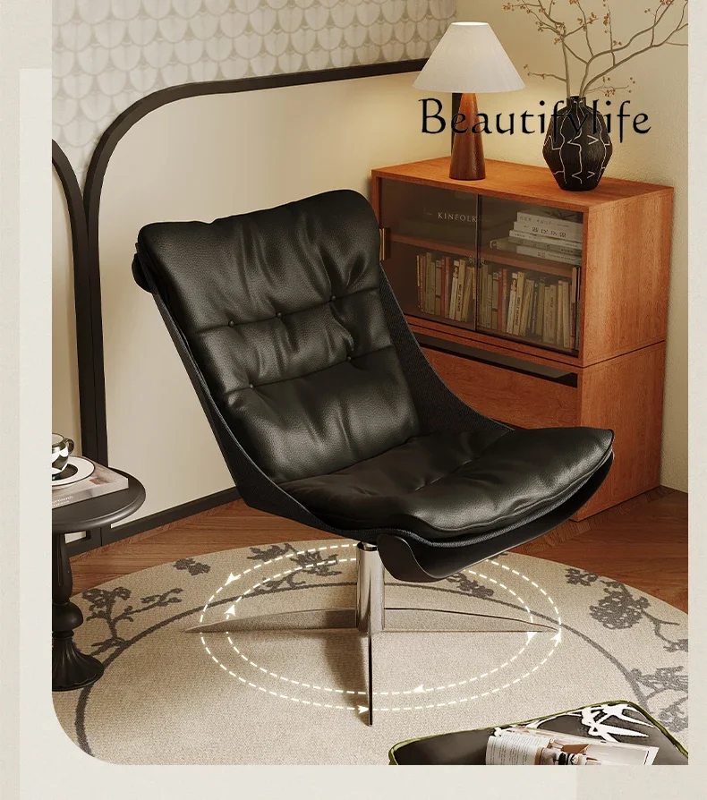 

French leather single sofa single chair leisure rocking chair designer rotatable cloud dream leisure chair