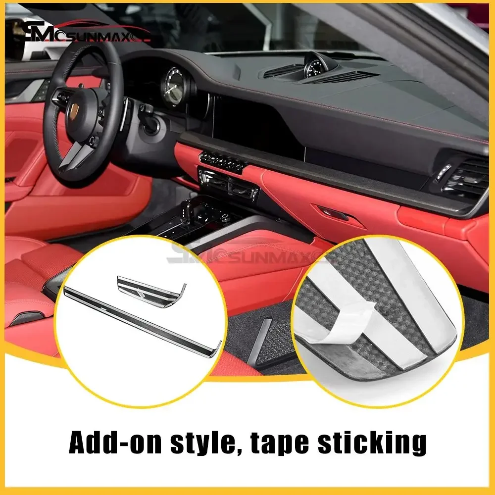 غطاء تزيين لوحة القيادة الداخلية للسيارة من ألياف الكربون الحقيقية لـ 2019-2024 بورش 911 992 كاريرا توربو S Targa #5