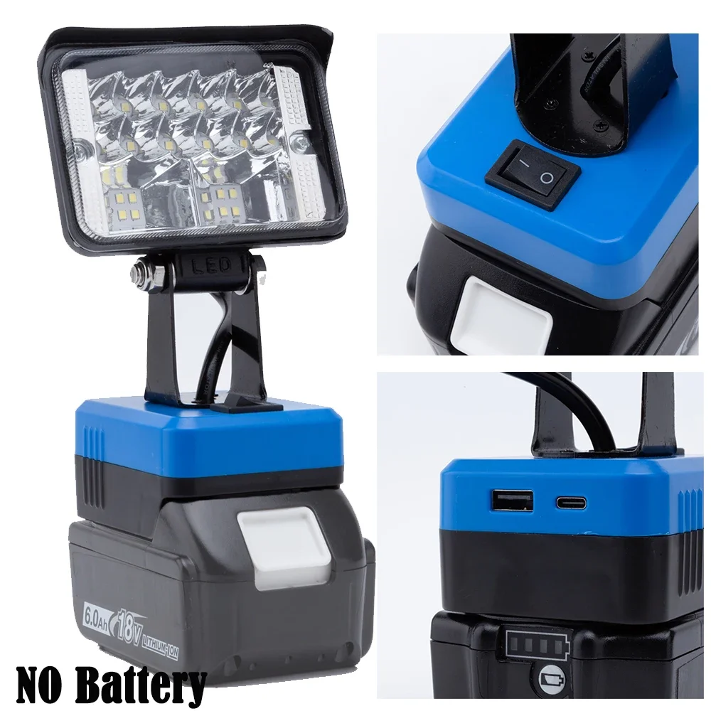 Portable Wireless LED Work Light For Makita 18V Lithium Battery Outdoor Tourism Fishing Camping Emergency Light (No Battery)