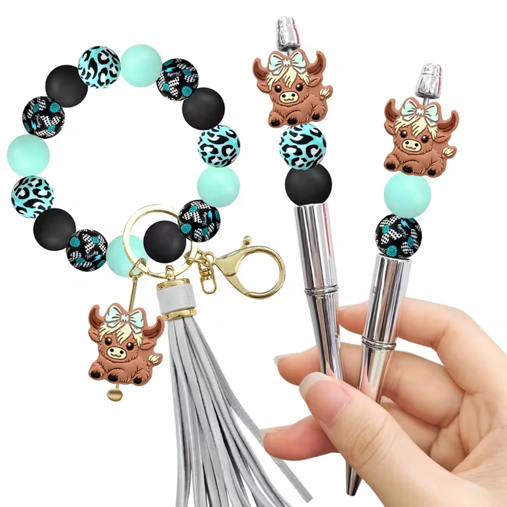 32/44-teiliges Highland-Kuh-Silikonperlen-Set zum Selbermachen von Perlenketten, Armbändern, Dekorationen, Stiften, Schmuckanhängern usw. Feiertags-Geburtstagsgeschenk – Detail 5