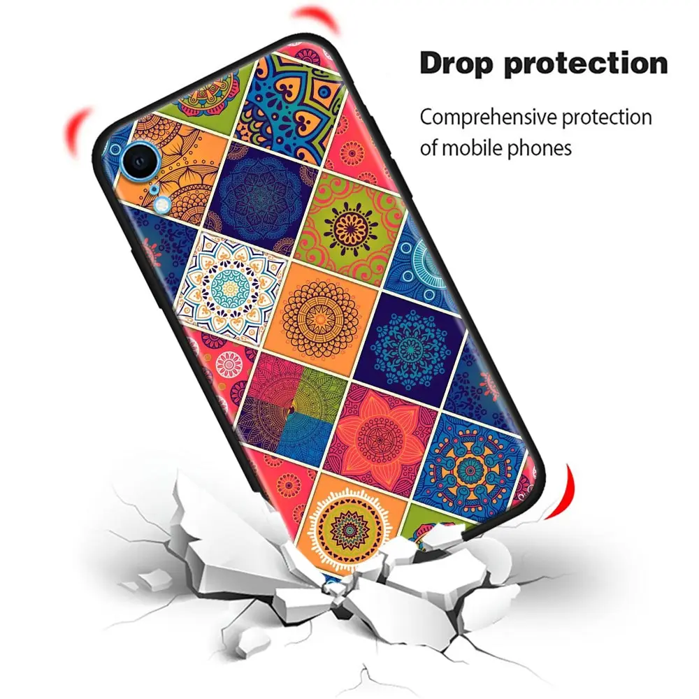 Custodia per telefono con motivo a colori europeo bohémien retrò per iPhone 14 15 Pro 7 8 Plus SE 2022 11 12 13 Pro Xs Max Mini custodie Cover