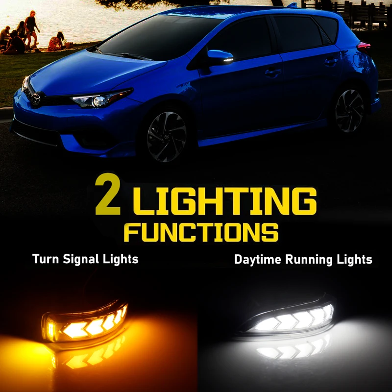 For Toyota Camry Corolla Avalon Yaris Prius C Venza Altis Vios Mirror Amber Dynamic Turn Signal Light ,White LED Parking/Driving