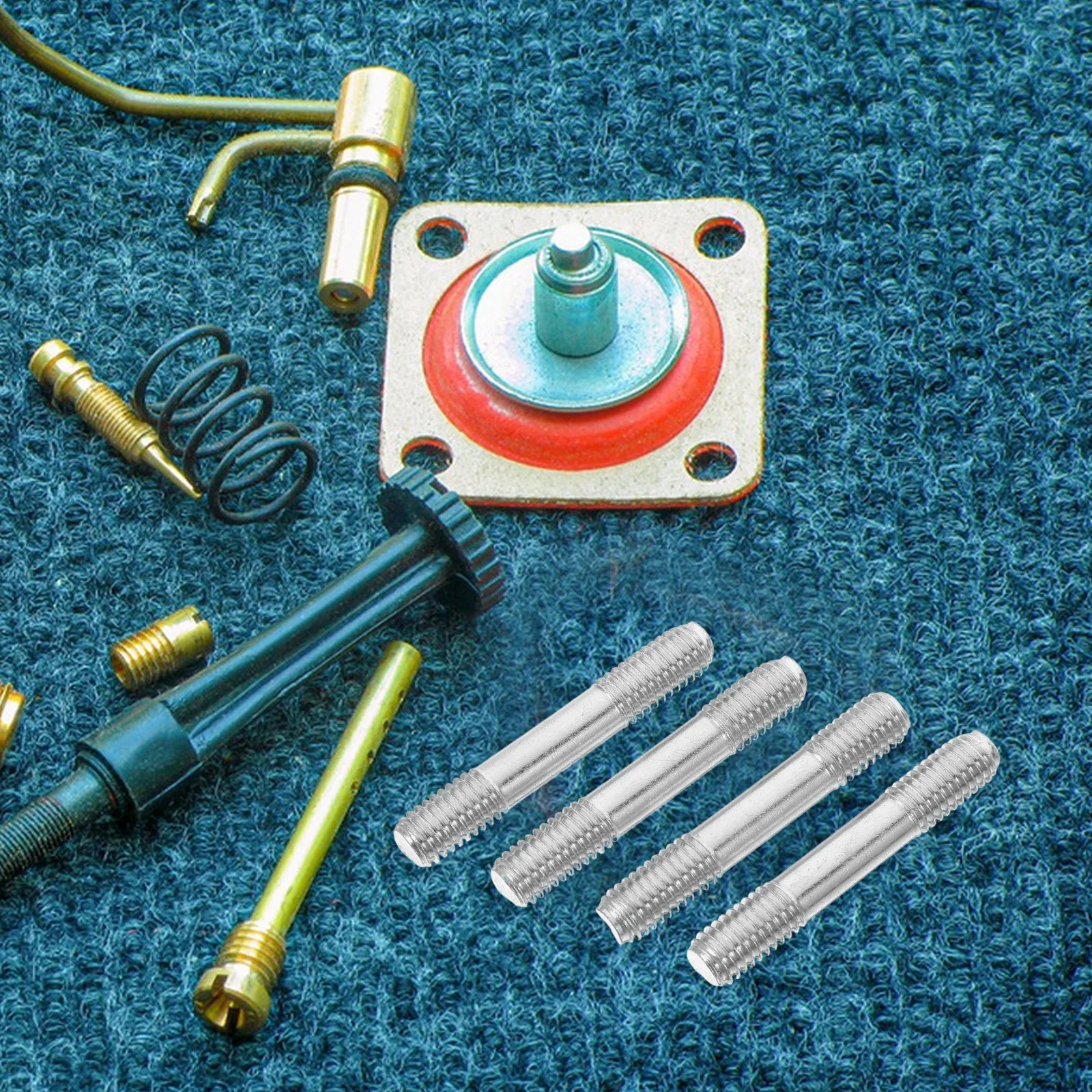 

4Pcs Stable Metal Double-End Bolts for Engine Generator Muffler Fix Threaded Steel Repair Screws Double-End Bolt