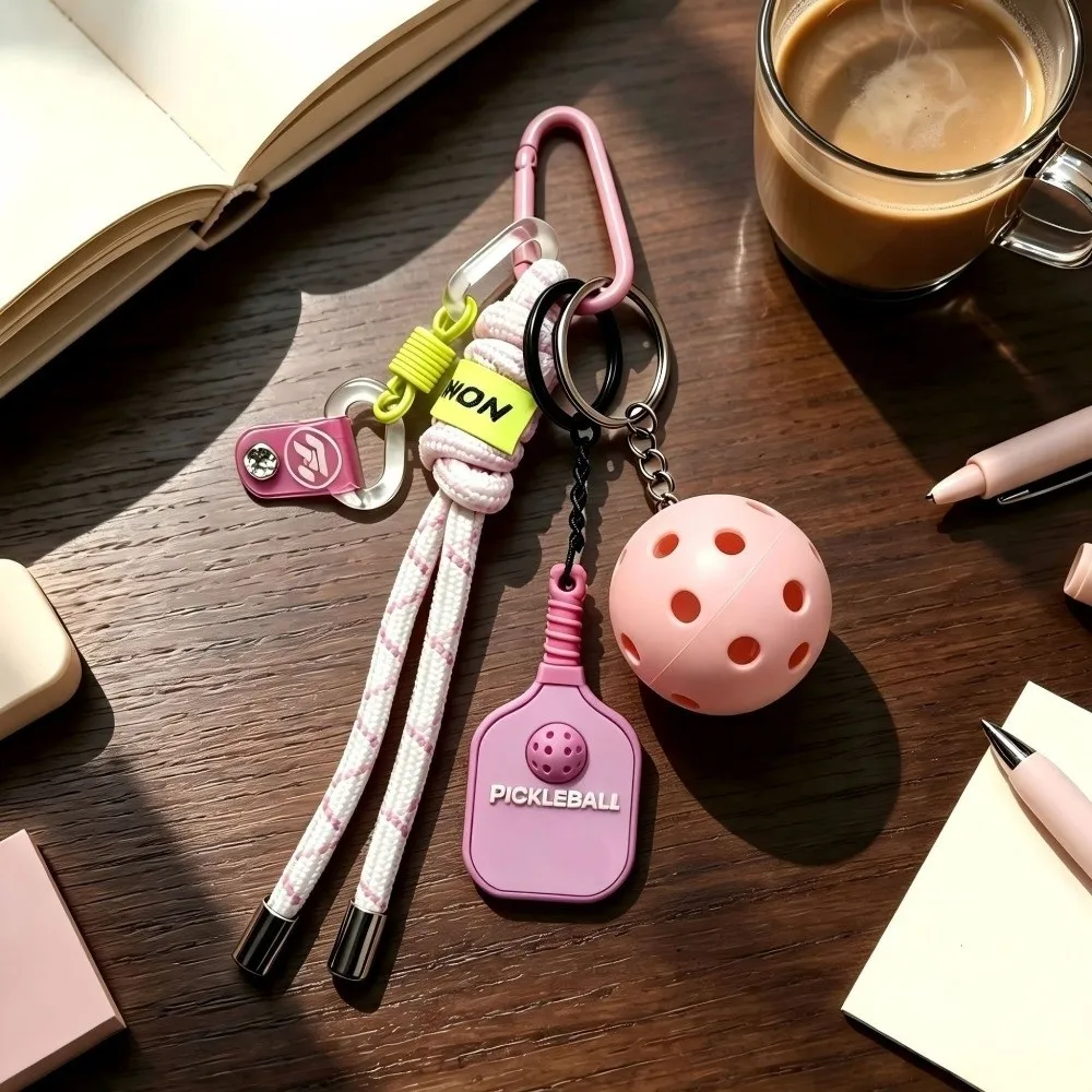 New Dopamine Pickleball Paddle Keychain Detachable with Buckle Fitness Series Pendant Pickleball Racket Key Ring Bag Charm