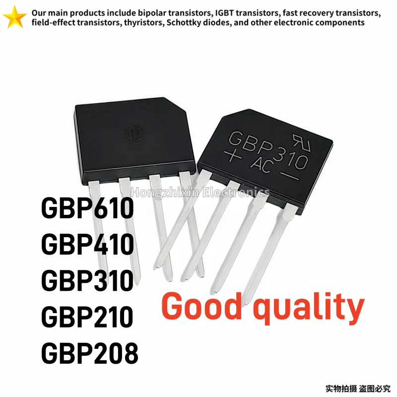 10PCS GBP610 GBP410 GBP310 GBP210 GBP208 SEP rectifier, bridge rectifier, short-leg straight-insert flat bridge
