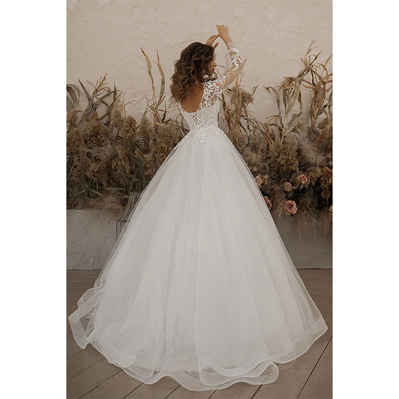 Vestidos de casamento de manga de lanterna feminina branco sexy com decote em v renda applique vestidos de noiva praia festa de casamento vestido de baile de formatura vestido mariee robe