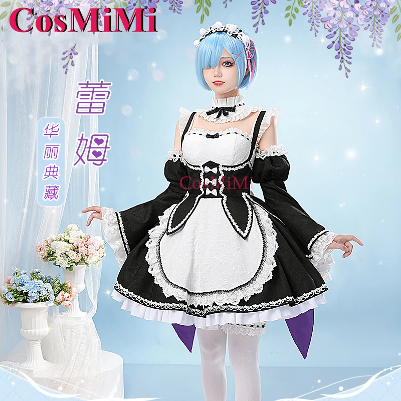 CosMiMi Re:Life In A Different World From Zero Rem Cosplay Costume Sweet Elegant Maid Outfit Carnival Party Role Play Clothing