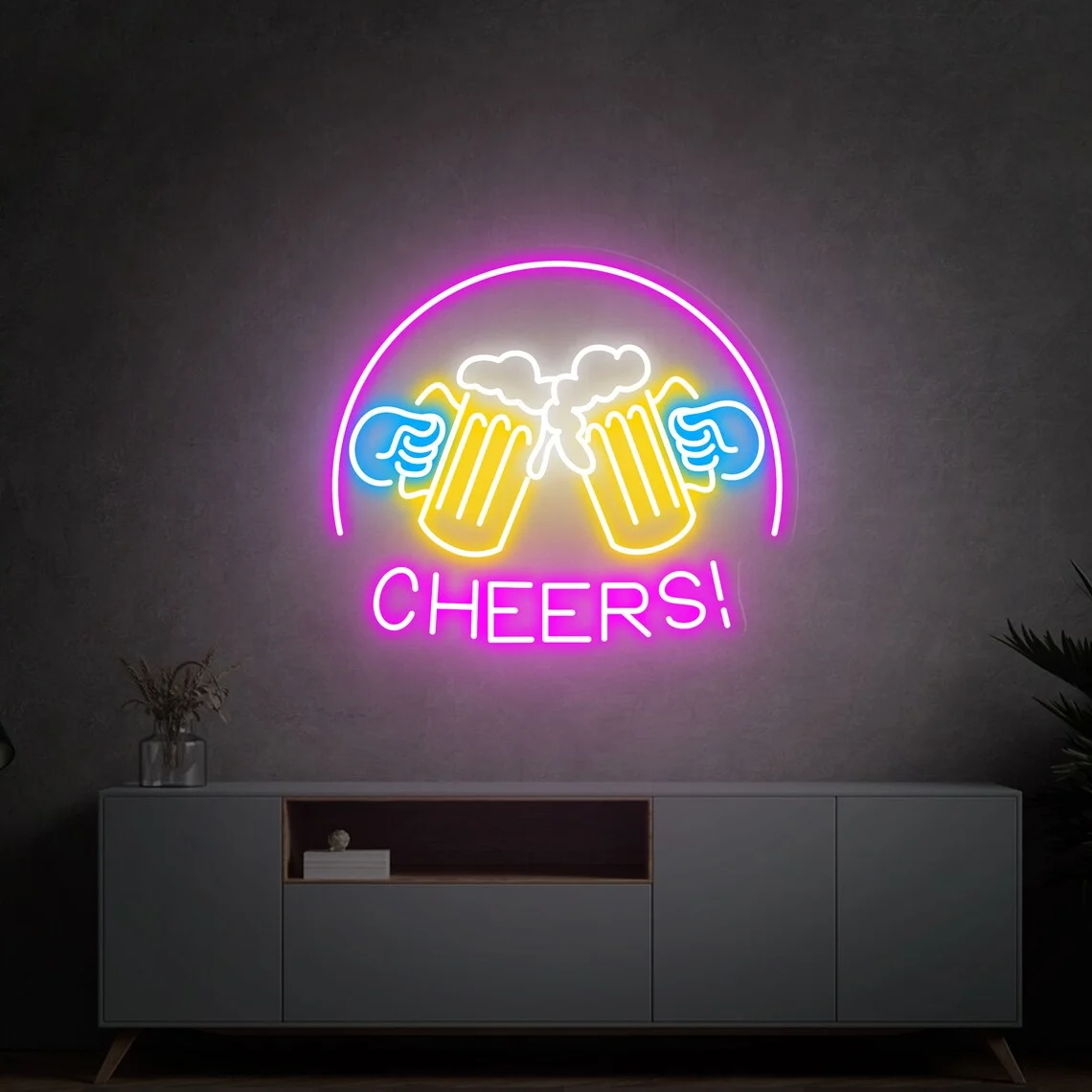 

Cheers Neon Signs Lights Beer Bar Wall Art Decor Custom Wedding Birthday Gift Living Room Game Room Bedroom Lamp Man Cave Sign