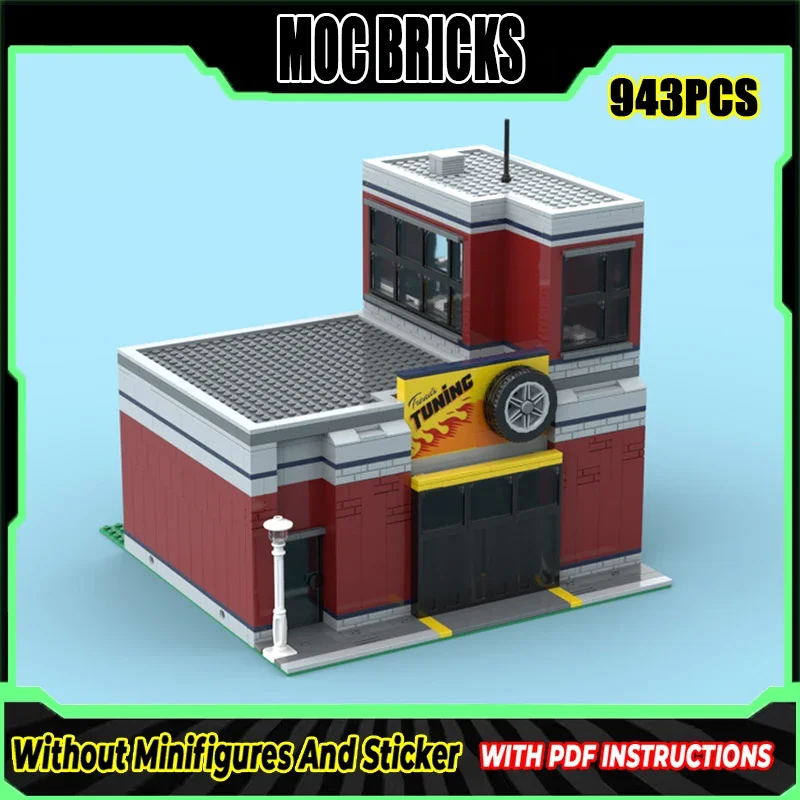

Street View Model Moc Building Blocks Tuning Workshop Model Technology Brick DIY Assembly Construction Toy Holiday Gifts